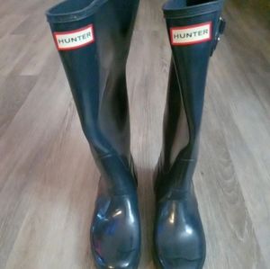 Hunter Womens Blue Rain Boots Original Tall Size 7